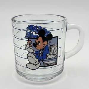 Vintage Disney Mickey Mouse"Break‎ Time” Mug Anchor Hocking USA Glass Coffee Cup